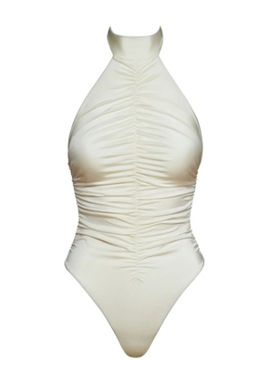 Noire Swimwear ruched halterneck swimsuit - Neutrals