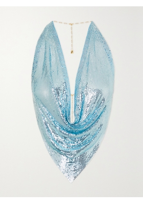 ROSANTICA - Mermaid Open-back Chainmail Halterneck Top - Blue - One size