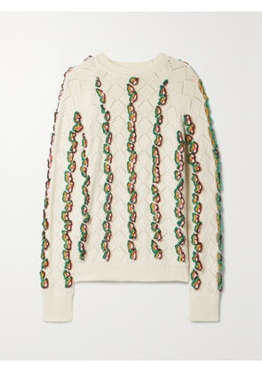 Gabriela Hearst - Alvy Appliquéd Pointelle-knit Cashmere Sweater - Ivory - x small,small,medium,large,x large