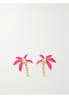 Yvonne Léon - 9-karat Gold, Enamel And Diamond Earrings - One size