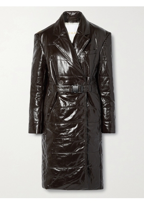 REMAIN BIRGER CHRISTENSEN - Gia Double-breasted Quilted Padded Patent-leather Coat - Brown - DK34,DK36,DK38,DK40,DK42