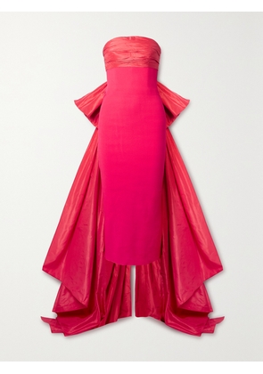 Oscar de la Renta - Bow-embellished Taffeta-trimmed Stretch-knit Gown - Red - US2,US4,US6,US8,US12