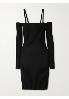 ANNA QUAN - Jaida Cold-shoulder Ribbed Stretch-cotton Mini Dress - Black - UK 4,UK 6,UK 8,UK 10,UK 12,UK 14