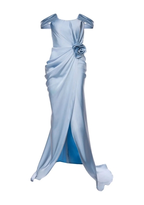 Ana Radu rose-embellished satin maxi dress - Blue