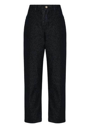 Moncler logo-patch tapered-leg jeans - Blue