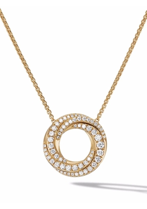 David Yurman 18kt yellow gold Petite Pavé Crossover diamond pendant necklace (15.5mm)