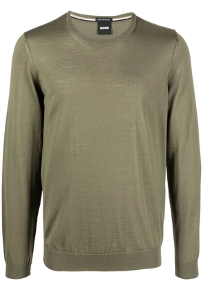 BOSS crew-neck long-sleeve jumper - Green
