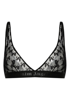 Palm Angels logo-jacquard lace bra - Black
