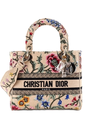 Christian Dior Pre-Owned Lady D-Lite Bag Embroidered Raffia Medium satchel - Multicolour