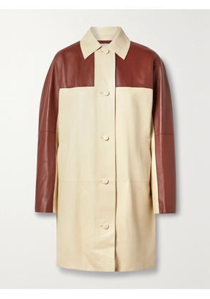 LAFAYETTE 148 - Oversized Two-tone Leather Jacket - Brown - XS/S,M/L