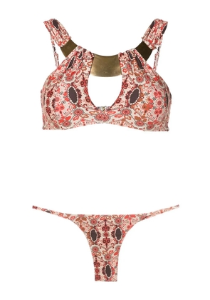 Amir Slama floral-print cut-out bikini - Red