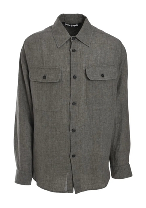 Palm Angels logo-print linen overshirt - Green