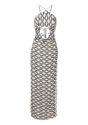 Amir Slama cut-out wave-print maxi dress - White