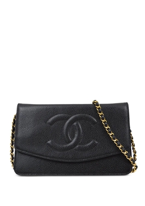 CHANEL Pre-Owned 2000 CC stitch wallet-on-chain - Black