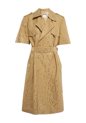 Moschino Pre-Owned eyelet-embellished trench coat - Neutrals