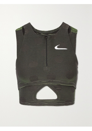 Nike - + Off-white Nrg Cutout Printed Stretch-jacquard Sports Bra - Black - x small,small,medium,large