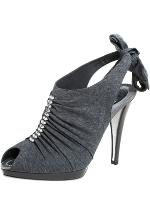 René Caovilla Pre-owned 115mm ruched crystal-embellished sandals - Grey