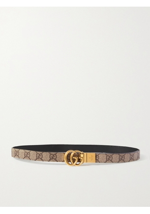 Gucci - Reversible Printed Coated-canvas And Leather Belt - Black - 60,65,70,75,80,85,90,95,100,105,110,115,120