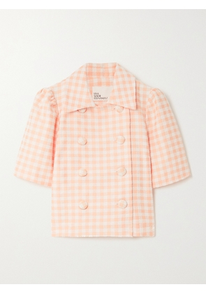 Lisa Marie Fernandez - + Net Sustain Double-breasted Gingham Cotton-blend Bouclé Jacket - Pink - 01,2,3,4