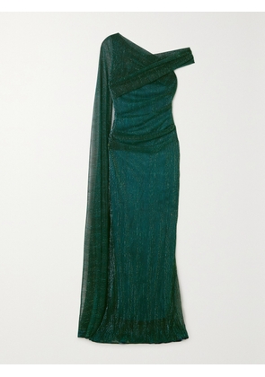 TALBOT RUNHOF - Asymmetric Cape-effect Stretch-lamé Gown - Green - US2,US4,US6,US8,US10,US12,US14,US16,US18,20