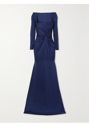Alex Perry - Rowan Twist-front Satin-crepe Gown - Blue - UK 4,UK 6,UK 8,UK 10,UK 12,UK 14,UK 16,UK 18,UK 20