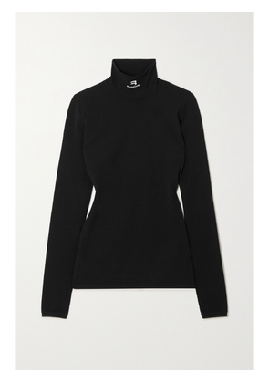 Balenciaga - Open-back Embroidered Modal-blend Jersey Turtleneck Top - Black - x small,small,medium,large