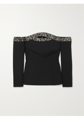 SAFIYAA - Roisin Off-the-shoulder Cutout Embellished Crepe Top - Black - FR34,FR36,FR38,FR40,FR42,FR44,FR46,FR48