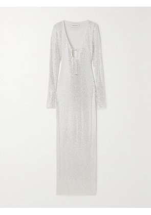 16ARLINGTON - Solaria Crystal-embellished Mesh Maxi Dress - White - UK 6,UK 8,UK 10,UK 12,UK 14,UK 16