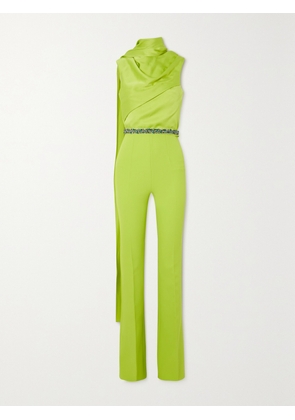 SAFIYAA - Cara Draped Satin And Crepe Jumpsuit - Green - FR34,FR36,FR38,FR40,FR42,FR44,FR46,FR48