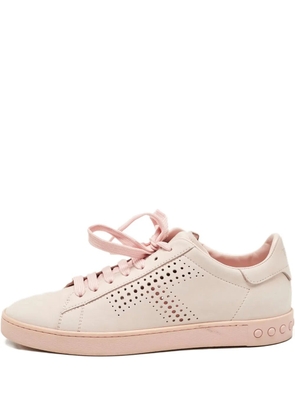 Tod's Vintage perforated leather lace-up sneakers - Pink