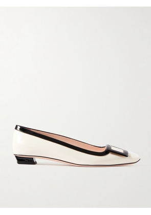 Roger Vivier - Belle Vivier Two-tone Patent-leather Ballet Flats - Cream - IT34,IT34.5,IT35,IT35.5,IT36,IT36.5,IT37,IT37.5,IT38,IT38.5,IT39,IT39.5,IT40,IT40.5,IT41,IT41.5,IT42