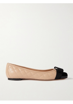 Ferragamo - Varina Bow-embellished Quilted Smooth And Patent-leather Ballet Flats - Neutrals - US5.5,US6,US6.5,US7,US7.5,US8,US8.5,US9,US9.5,US10,US10.5,US11