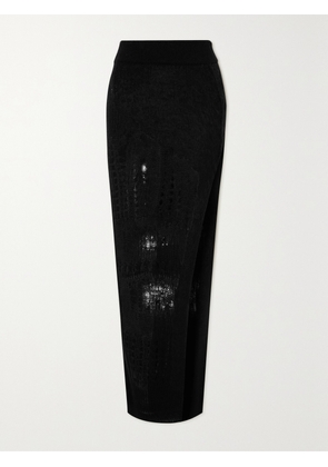 Rick Owens - Spider Ziggy Distressed Knitted Maxi Skirt - Black - x small,small,medium,large,x large