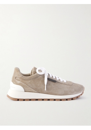 Brunello Cucinelli - Bead-embellished Suede Sneakers - Gray - IT35,IT35.5,IT36,IT36.5,IT37,IT37.5,IT38,IT38.5,IT39,IT39.5,IT40,IT40.5,IT41
