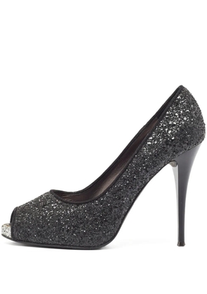 Giuseppe Zanotti Vintage 100mm Glitter peep-toe pumps - Black