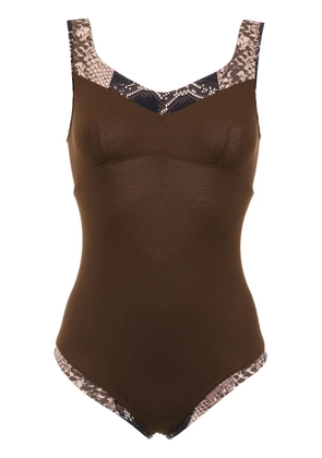 Amir Slama panelled swimsuit - Brown