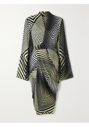 Rick Owens - Printed Satin Midi Wrap Dress - Black - IT38,IT40,IT42,IT44,IT46,IT48