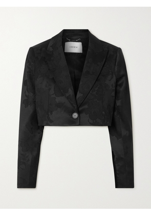 Erdem - Genevieve Cropped Wool-blend Jacquard Blazer - Black - UK 4,UK 6,UK 8,UK 10,UK 12,UK 14,UK 16,UK 18,UK 20