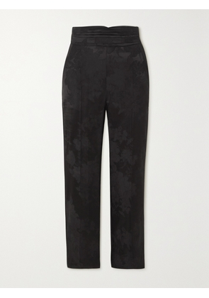 Erdem - Helga Cropped Wool-blend Jacquard Slim-leg Pants - Black - UK 4,UK 6,UK 8,UK 10,UK 12,UK 14,UK 16,UK 18,UK 20,UK 22