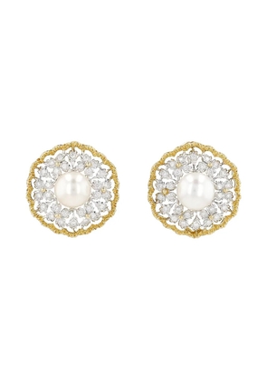 Buccellati 2010s yellow gold diamond pearl earrings