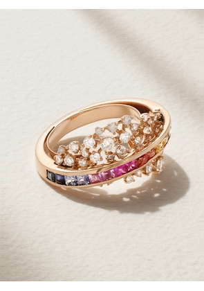Ananya - Scatter Energy 18-karat Rose Gold, Sapphires And Diamond Ring - Multi - 6,7