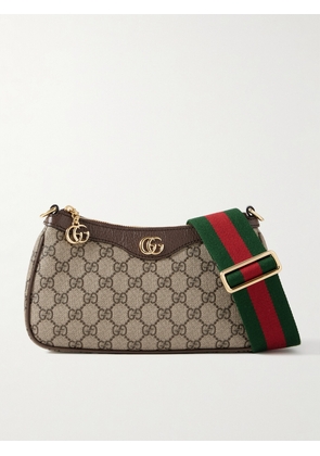 Gucci - Ophidia Textured Leather-trimmed Printed Coated-canvas Shoulder Bag - Neutrals - One size