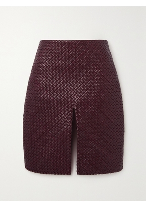 Bottega Veneta - Intrecciato Leather Skirt - Red - IT38,IT40,IT42
