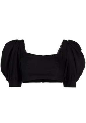Ulyana Sergeenko cropped square-neck top - Black