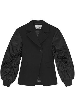 GANNI contrast-sleeve blazer - Black