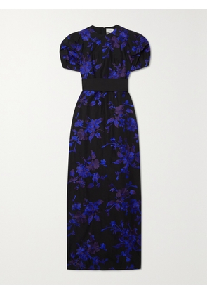 Erdem - Belted Embroidered Cotton-faille Gown - Black - UK 6,UK 8,UK 10,UK 12,UK 14,UK 16,UK 18,UK 20
