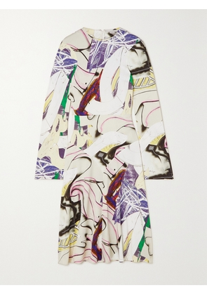Stella McCartney - Printed Satin Midi Dress - White - IT36,IT38,IT40,IT42,IT44,IT46,IT48