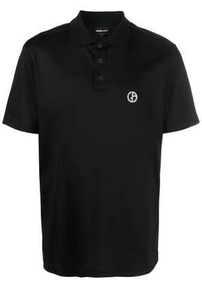 Giorgio Armani logo-embroidered cotton polo shirt - Black