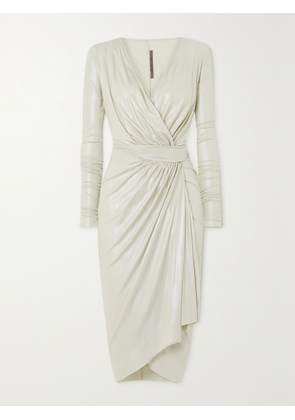 Rick Owens - Vered Gathered Coated Stretch-jersey Wrap Dress - Off-white - IT38,IT40,IT42,IT44,IT46,IT48