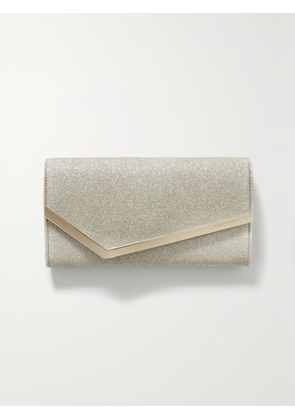 Jimmy Choo - Emmie Glittered Leather Clutch - Silver - One size